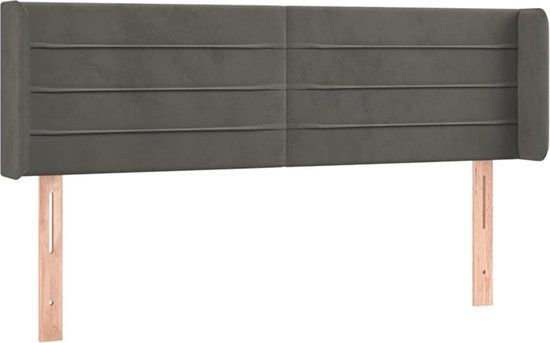 vidaXL Hoofdbord met randen 147x16x78/88 cm fluweel donkergrijs