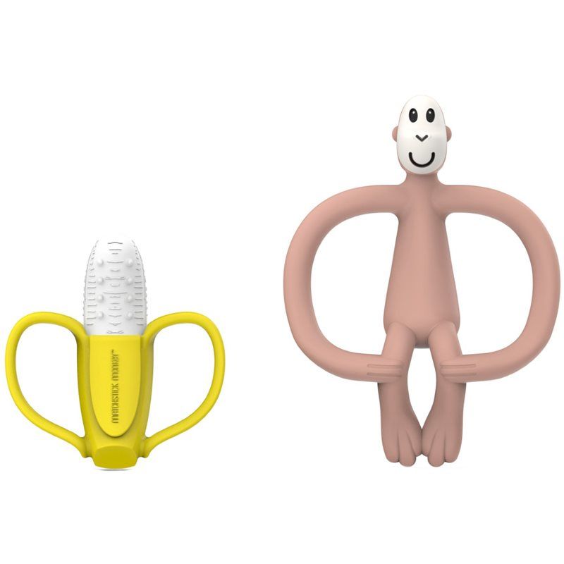 Matchstick Monkey Banana Soother & Monkey Teether Roze
