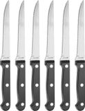 Merkloos Steakmessen - set 6x - Zwart - Roestvrijstaal - Vaatwasserbestendig