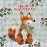Bothy Threads Borduurpakket kerstkaart Xmas Fox