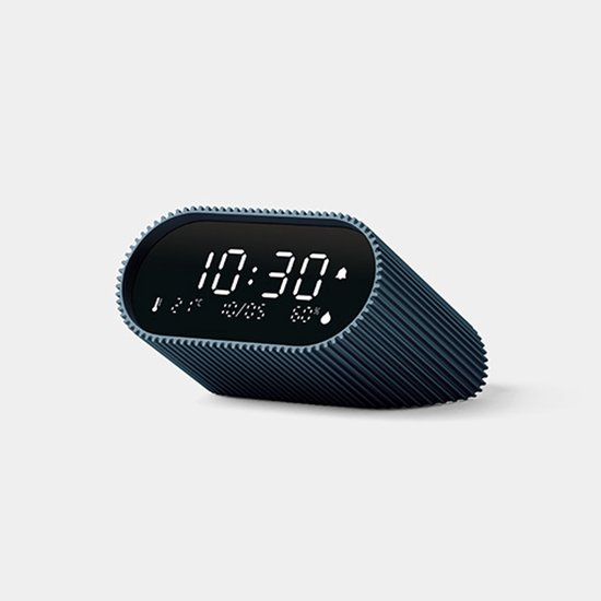 Lexon Ray Clock Wekker met sensor temperatuur en luchtvochtigheid blauw/ocean blue LR155OB3