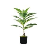Wintem Kunstmatige ficus plant van polyethyleen met 15 bladeren, 65 cm, pot met mos, decoratieve kamerplant