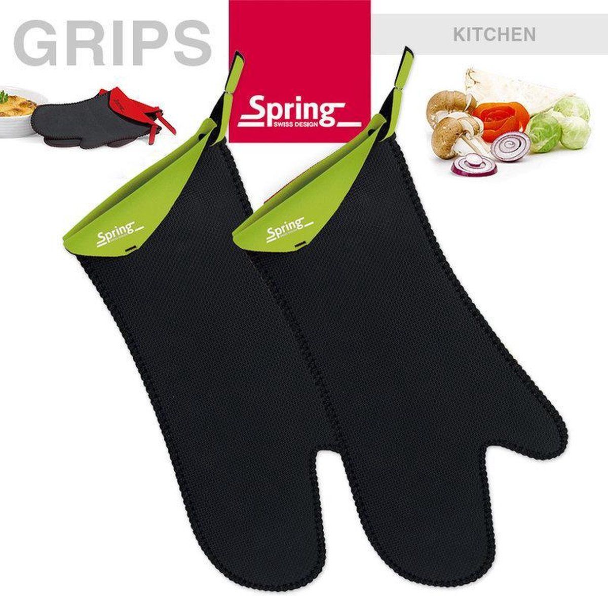 Spring Grips handschoen lang 1 paar, 2 tlg, groen