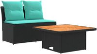 vidaXL - Tuin middelste sofa met opklaptafel - Polyrattan - Zwart en turquoise