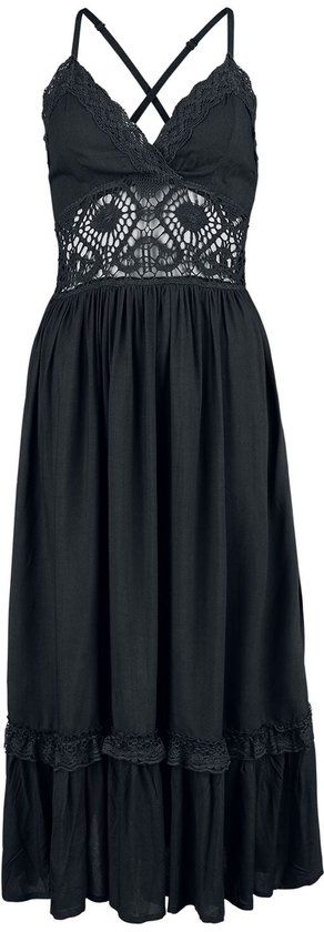 Gothicana by EMP Gothicana zwarte maxi-jurk met kant - Dames - M