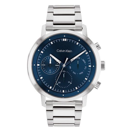 Calvin Klein CK25200063 Heren Horloge - Zilverkleurig - 44 mm - Blauwe Wijzerplaat