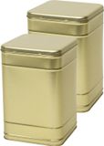 Merkloos The Box Blikken Vierkant Opbergblik/Bewaarblik - 2x - Goud - 16 x 25 cm - 6.4 liter