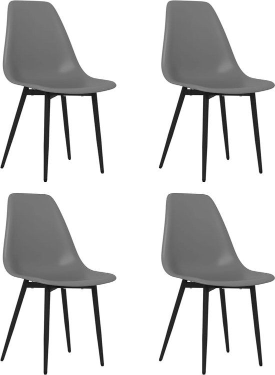 vidaXL Eetkamerstoelen - 4 stuks - Kunststof - Metaal - Grijs