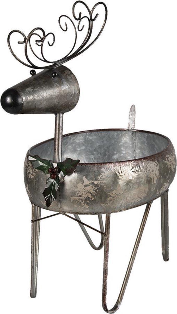 Clayre & Eef Bloempot Rendier - 35x28x54 cm - Grijs/Bruin - Metaal