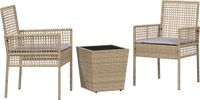 vidaXL Tuinset bistro, 3 stuks, beige, polyrotan