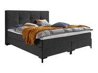 Atlantic Home Collection ROMY boxspringbed met klassiek hoofdeinde, pocketveringmatras, hardheid 3, inclusief topper, antraciet, 160 x 200 cm