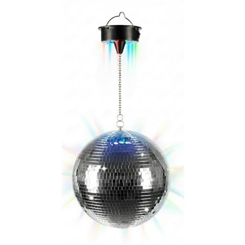 Merkloos Relaxdays Discobal - 40 cm - met motor - led - Zilver/Zwart