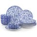 Vancasso Service de table, 12 pièces, porcelaine bleue et blanche, service combiné composé d'assiettes plates, d'assiettes à dessert et de bols pour 4 personnes