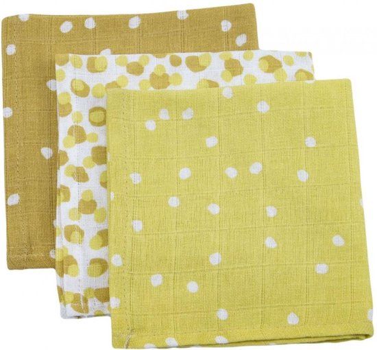 Briljant Baby Hydrofiel Monddoekjes - Spots - Oker - 3 stuks