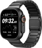 AULUMU Magnetisch Apple Watch 42/44/45/46/49mm Bandje Titanium Zwart