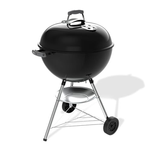 Weber Bar-B-Kettle houtskoolbarbecue (versie 2026) / porselein geëmailleerd deksel & ketel, 57 cm grilloppervlak, thermometer, asbak, driepootstandaard en wielen, zwart/zilver