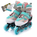 Meteor S 30-33 Rox - Rollerskates - Roze/lichtblauw, verstelbaar, ABEC-7 lagers, polyurethaan wielen
