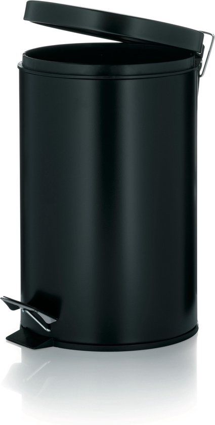 Woodynox Kela Keuken Afvalemmer - Metaal - 12 l - Zwart - Pedaalemmer