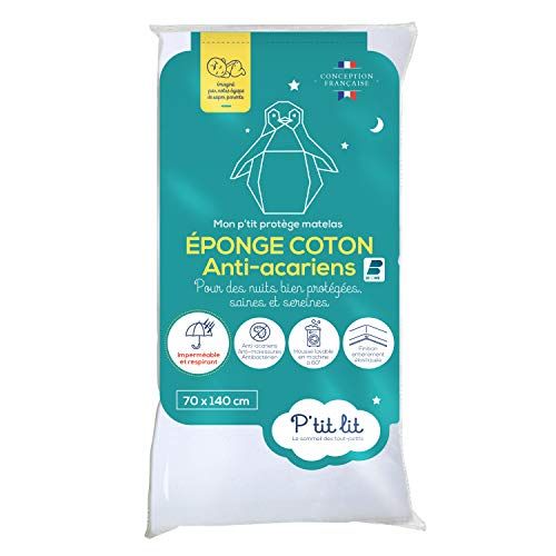 P'TIT LIT - Baby Anti-Huisstofmijt Matrasbeschermer 70x140 cm - Toplaag 100% Katoen - Anti-allergisch - Absorberend - Oeko-Tex®