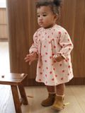 VERTBAUDET Jurk baby bedrukt met kleine hartjes roze (poederkleur)