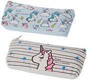 Mopec Etui met eenhoorn-ritssluiting, 19 x 9 cm 2-pack, roze en lichtblauw