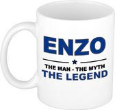 Bellatio Decorations naam cadeau mok - Enzo - man myth legend - koffiemok - 300 ml - collega - vaderdag