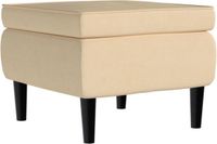vidaXL Kruk met houten poten crèmekleurig fluweel