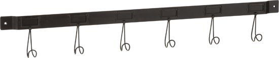 Dulaire Wandkapstok - Zwart Metaal - 6 haken - Industrieel