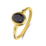 Lucardi Dames Stalen goldplated vintage ring ovaal zwart