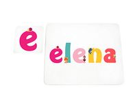Little Helper Deken met Coaster Illustratieve Stijl Bont met de Naam Meisjesnaam Elena