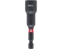Einhell Magnetische impact-zeskantige dopsleutel met 1/4 inch E 6,3 schacht, 11 mm (chroom vanadium, torsiezone, permanente magneet, rode kleurring)