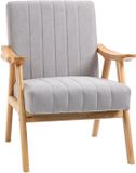 HOMCOM Fauteuil rembourré avec accoudoir - Fauteuil, fauteuil à oreilles, fauteuil de salon, gris clair