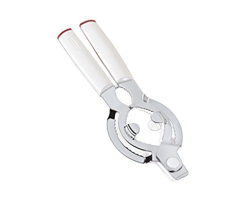 Leifheit dekselopener ComfortLine-serie, voor potten en flessen, flesopener met ergonomische comfortgreep van kunststof, inclusief eenvoudig te gebruiken kroonkurkopener, potopener, wit
