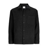 JACK & JONES ESSENTIALS relaxed fit geruit overshirt - zwart