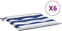 vidaXL Tuinstoelkussens 4 stuks gestreept 50x50x3 cm stof wit en blauw