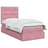 vidaXL LED opbergbed met matras Roze 100 x 200 cm Fluweel