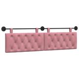 vidaXL - Hangend hoofdbord - Roze - Fluweel