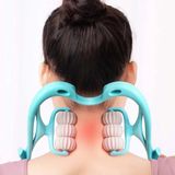 Merkloos Nekmassage apparaat, nekmassage rollers, gekleurd plastic, schouder triggerpoint therapie ontspanning (blauw)