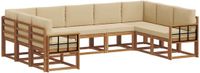 vidaXL - Hoek loungeset - 9 zitplekken - Natuurlijk en beige - Acacia hout