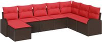 vidaXL Tuinbank Set 8-delig Bruin Polyrattan Hoek loungeset