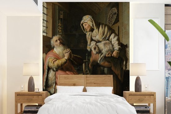 Nr1Wallpaper Behang - Fotobehang Tobit en Anna met het bokje - Rembrandt van Rijn - Breedte 195 cm x hoogte 260 cm