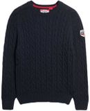 Superdry - Slouchy Kabeltrui - Dames - Sweaters - Katoen - XS - Diep marineblauw