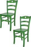 t m c s Tommychairs Cuore - Eetkamerstoelen - Set van 2 - Groen - Hout