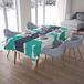 Bonamaison Tafelkleed, Anti-Mold, Sneldrogend, Waterdicht, 100% Polyester Tafellaken, Turkoois, wit, 140 x 200 Cm