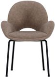 Hioshop Florensa eetkamerstoel armleuning velours bruin
