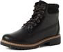 Tamaris Enkellaarzen Dames Zwart Leer Wol Textiel Rubber 41