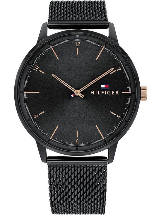 Tommy Hilfiger Hendrix Heren Polshorloge Zwart Staal Analoog Quartz 43mm