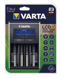 Varta LCD Dual Tech - Batterij Oplader voor AA/AAA, Li-Ion & NiMH - Zwart/Zilver