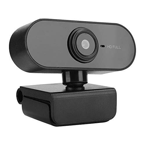 Shanrya Bicaquu Webcam, draaibaar, 360 graden draaibaar, 1080 p, USB-aansluiting, voor laptop, pc, desktop, videoconferentie (zwart)