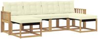 vidaXL Bank loungeset 6 zitplaatsen Wit en crème Acacia hout